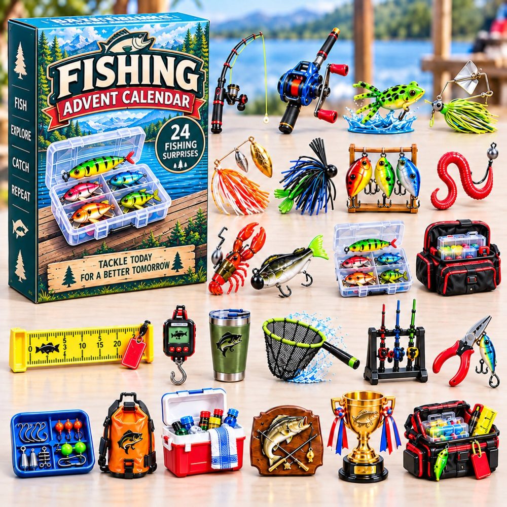 Bass Fishing Tournament Club Advent Calendar 2026 — 24-Day Angler Acrylic Charm Series, Bass Lure & Trophy-Themed Holiday Gift For Fishermen