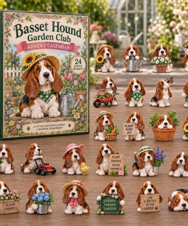 Basset Hound Garden 2026 Seasonal Countdown — 24 Acrylic Charms Featuring Garden-Themed Basset Hound Designs For Collectors