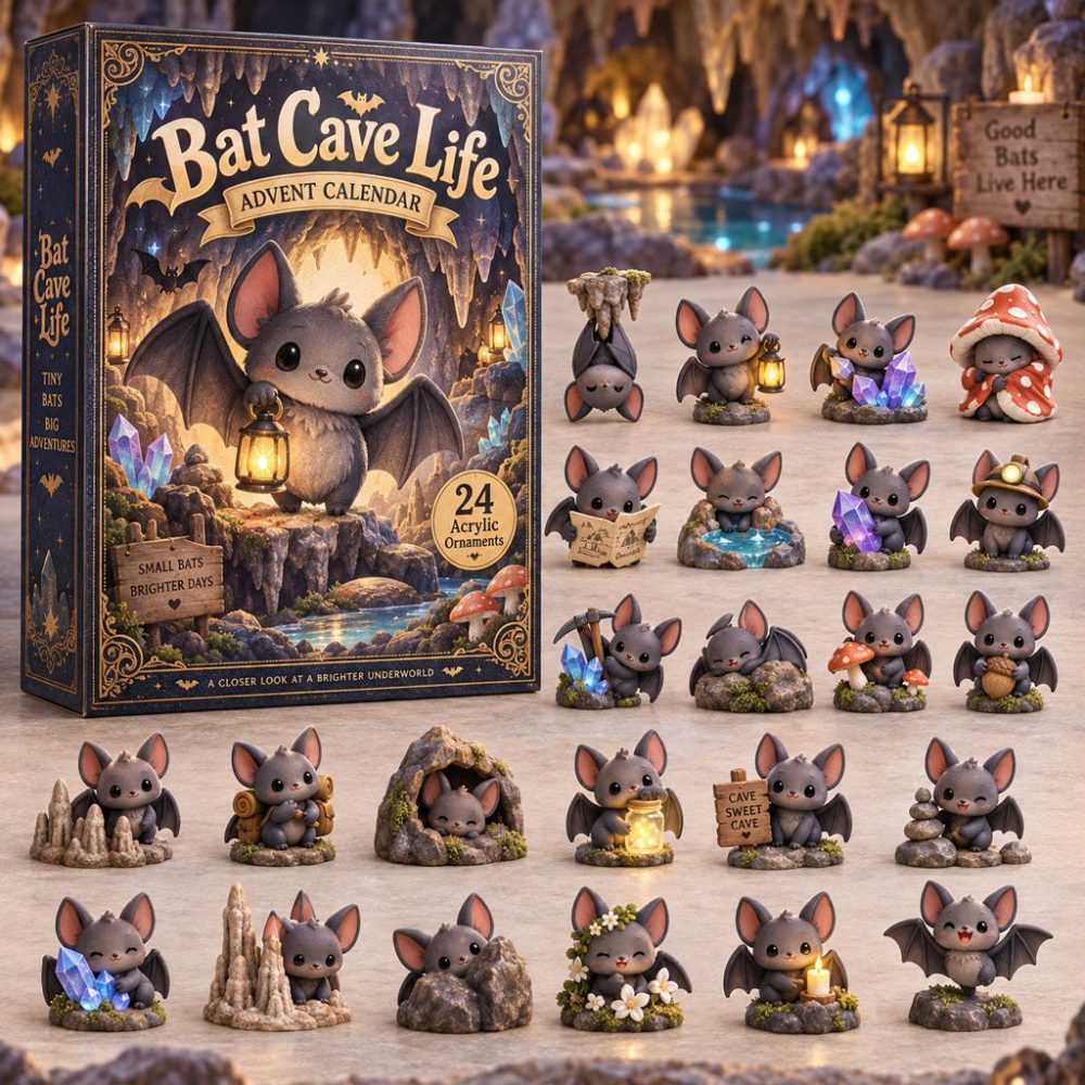 Bat Cave Life 24-Day Acrylic Charm Advent Calendar — 2026 Holiday Countdown, Habitat & Nature-Themed Collectible Charms