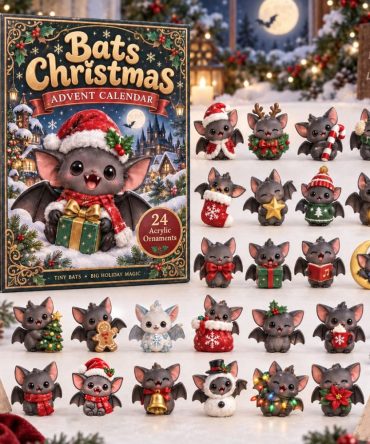 Classic Bats 24-Day Acrylic Charm Advent Calendar — 2026 Holiday Countdown, Gothic & Cute Bat Collectible Gift Box