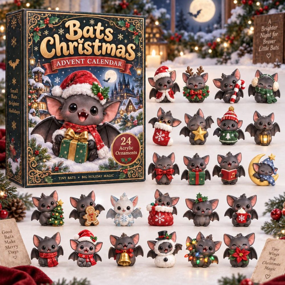 Classic Bats 24-Day Acrylic Charm Advent Calendar — 2026 Holiday Countdown, Gothic & Cute Bat Collectible Gift Box