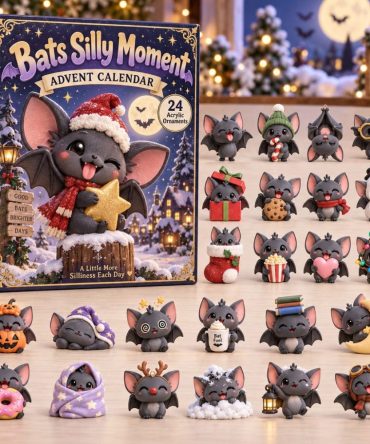 Bats Silly Moments 24-Day Acrylic Charm Advent Calendar — 2026 Holiday Countdown, Funny Bat-Themed Collectible Set
