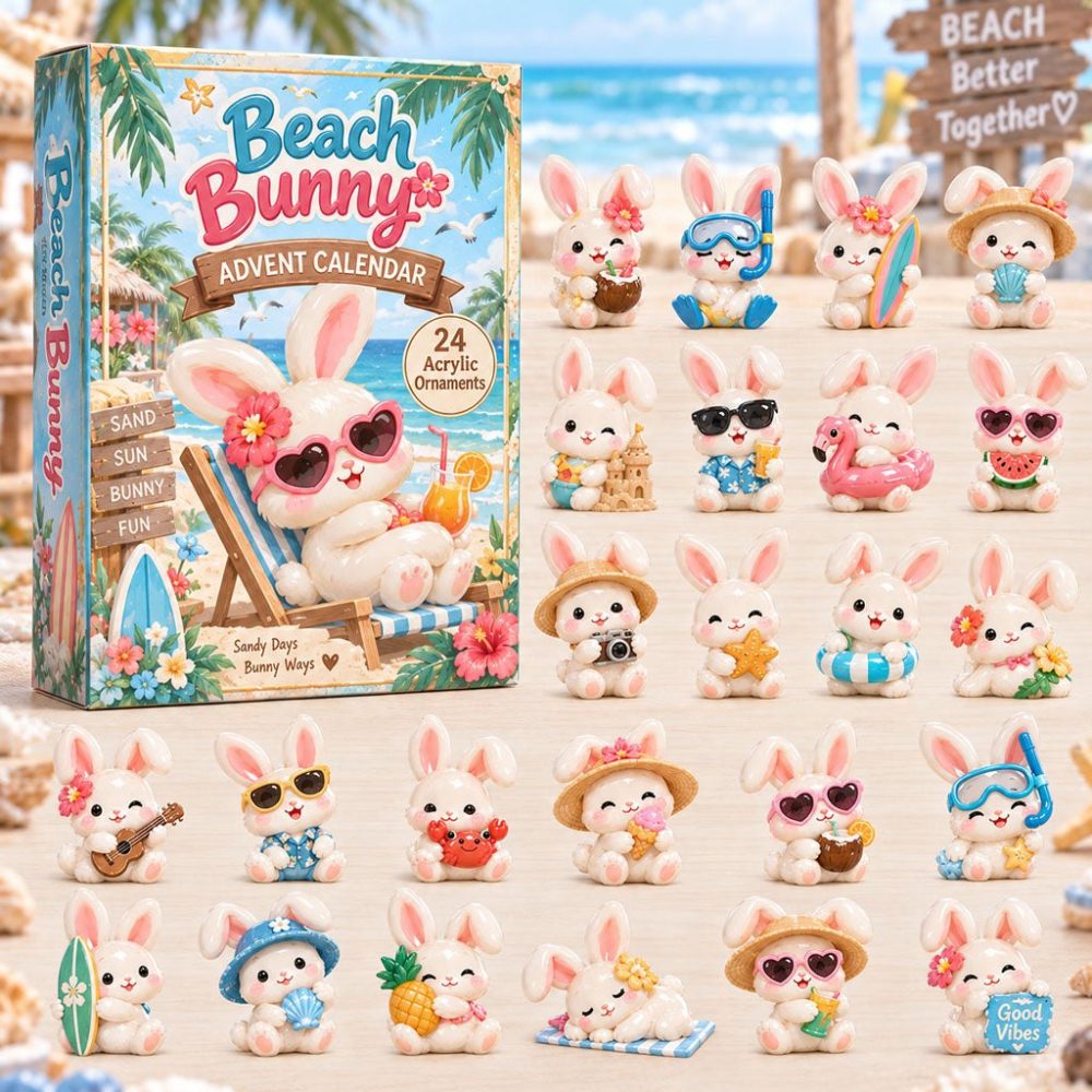 Beach Bunny 2026 Coastal Countdown — 24-Day Advent With Acrylic Charm Surprises, Summer-Themed Holiday Gift & Decor