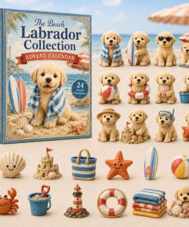 Beach Labrador Summer Countdown 2026 - 24-Day Advent Calendar With Acrylic Lab Charms, Dog Lover Beach Gift Set