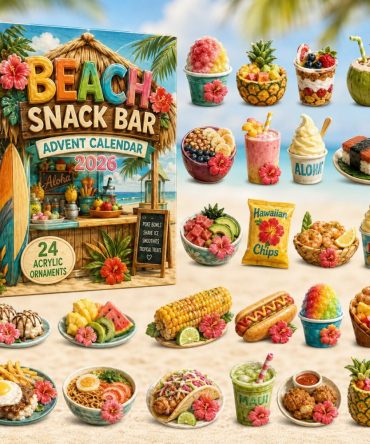 Beach Snack Bar Countdown 2026 — 24-Day Acrylic Charm Advent Calendar, Cute Coastal Food Icons For Beach Fans & Collectors