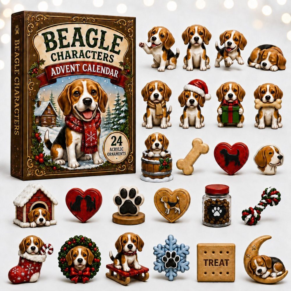 Beagle Character Parade Countdown 2026 - 24-Day Advent Calendar With Acrylic Dog Charms, Playful Gift For Dog Lovers