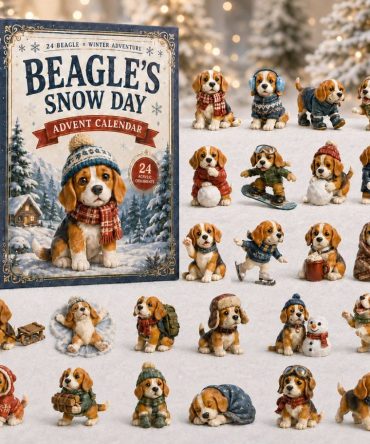 Beagle Snow Day 24-Day Advent Calendar — 2026 Winter Beagle Acrylic Charms, Festive Countdown Gift For Kids & Dog Fans