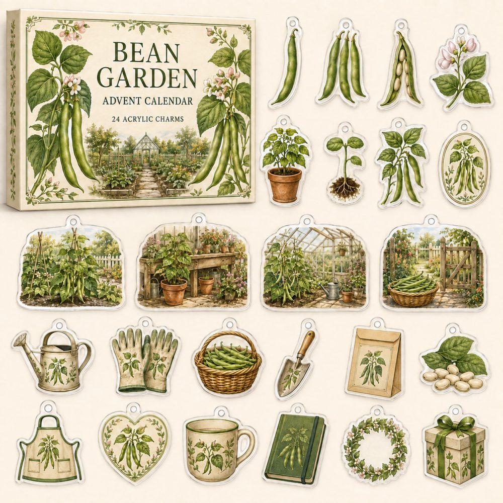 Bean Growing Holiday Countdown Kit — 24 Acrylic Gardening Charms, Seed-To-Harvest Gift For Kids, Urban Gardeners & Hobbyists