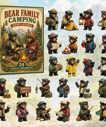 Bear Family Camping Countdown 2026 - 24-Day Advent Calendar With Acrylic Bear Charms, Cute Woodland Gift Set