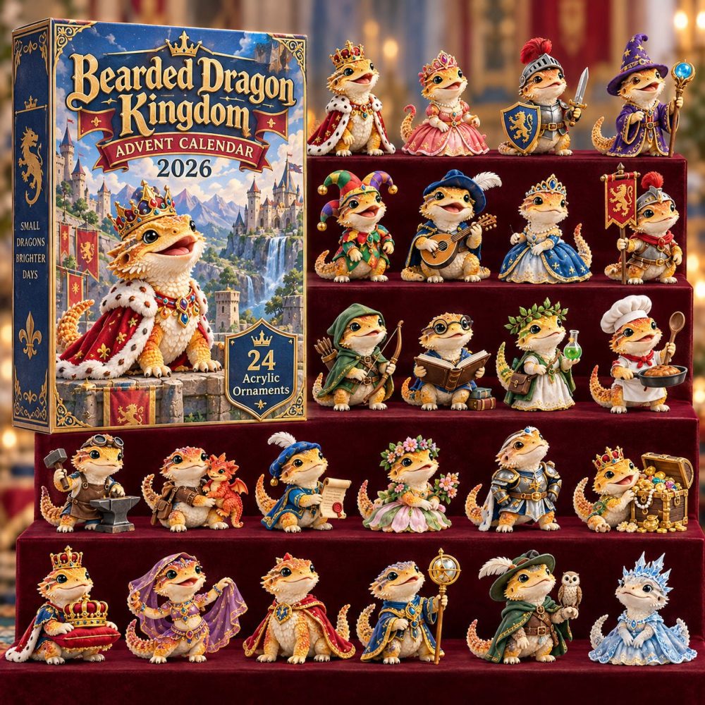 Bearded Dragon Kingdom Advent 2026 - 24 Acrylic Dragon Charms, Fantasy Reptile Countdown Set For Fans & Collectors