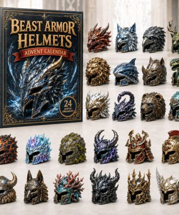 Beast Armor Helmet Surprise Calendar 2026 - 24-Day Collector Advent With Acrylic Charms, Fantasy Helmet Gift Set
