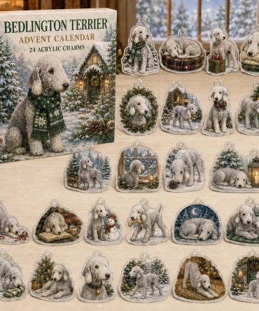 Bedlington Terrier Holiday Advent Calendar — 24 Acrylic Dog Charms, Christmas Countdown Ornaments & Unique Gift For Terrier Fans