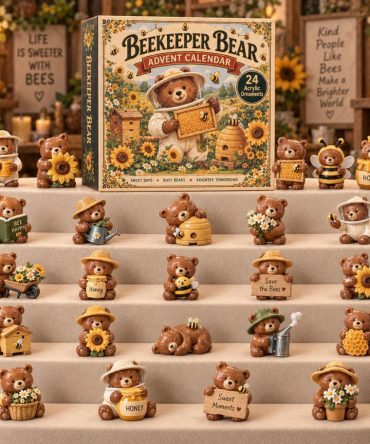 2026 Beekeeper Bear Countdown Calendar — 24 Acrylic Charms, Honey Lover Gifts & Handcrafted Bear Ornaments