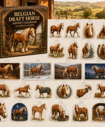Belgian Draft Horse Holiday Charm Calendar — 24 Sturdy Acrylic Charms Featuring Belgian Drafts, Ideal For Equestrians & Horse Fans