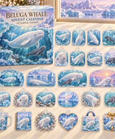 24-Day Beluga Whale Acrylic Charm Advent Countdown — Premium Ocean-Themed Holiday Calendar Gift Set For Arctic Whale Fans