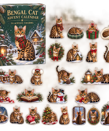 Bengal Cat Winter 2026 Advent Calendar — 24 Acrylic Charms Holiday Countdown With Cozy Cat-Themed Keepsakes, Gift For Cat Lovers