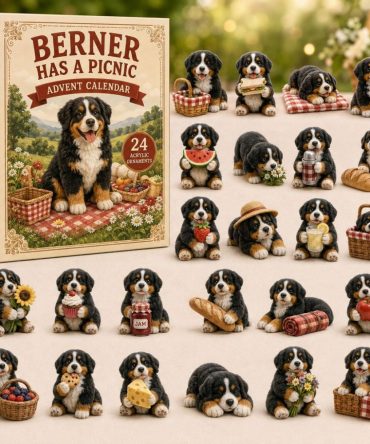 Berner Picnic 24-Day Holiday Countdown — 2026 Bernese Mountain Dog Acrylic Charm Advent Calendar, Charming Seasonal Gift