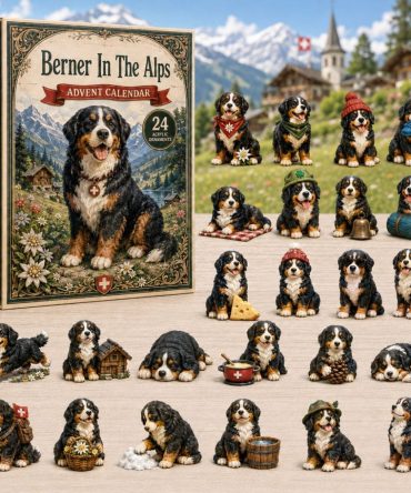 Berner In The Alps Holiday Countdown 2026 — 24-Day Acrylic Charm Set, Scenic Bernese Mountain Dog Collectibles