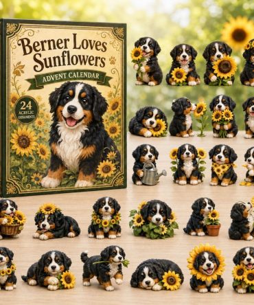 2026 Berner & Sunflowers Holiday Advent Calendar - 24 Charming Acrylic Keepsakes, Cute Bernese Mountain Dog Gift Set
