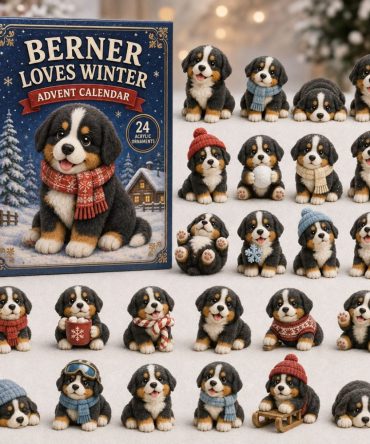 Berner Loves Winter 24-Day Advent Calendar — 2026 Snowy Bernese Acrylic Charms, Cozy Holiday Countdown & Gift For Dog Fans