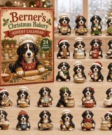 2026 Berner'S Christmas Bakery Advent Set — 24 Bernese Mountain Dog Acrylic Charms, Festive Baking-Themed Countdown