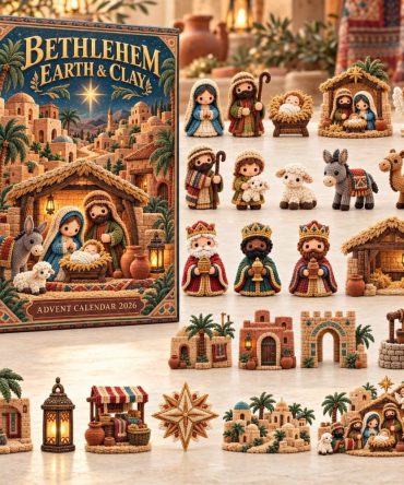 Bethlehem Earth Clay 24-Day Holiday Advent Calendar With Acrylic Charms — 2026 Rustic Nativity Countdown & Keepsake Gift