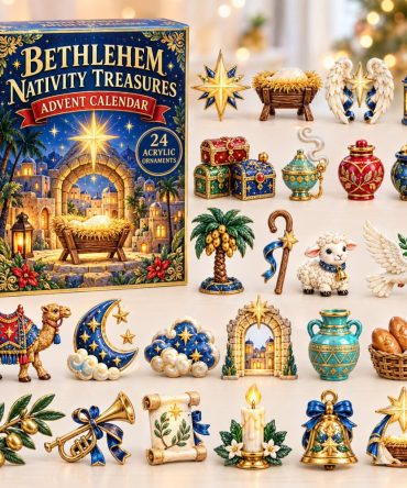 Bethlehem Nativity Treasures Holiday Countdown 2026 — 24-Day Acrylic Nativity Charm Collection, Traditional Christmas Faith Gift Set
