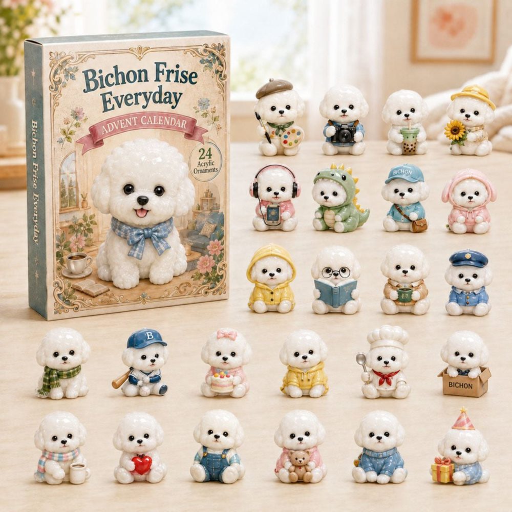 Everyday Bichon 24-Day Advent Calendar 2026 — Daily Bichon Frise Acrylic Charms, Versatile Countdown Gift For Dog Lovers