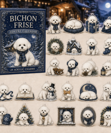Bichon Frise Holiday Countdown Calendar — 24 Adorable Acrylic Charms, Premium 24-Day Gift Set For Bichon Lovers