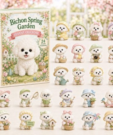 Bichon Spring Garden 24-Day 2026 Advent Calendar — Floral Bichon Frise Acrylic Charms, Charming Countdown Gift For Pet Fans