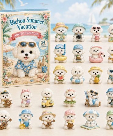 Bichon Summer Vacation 24-Day Advent Calendar 2026 — Cute Bichon Frise Acrylic Charms, Seasonal Countdown Gift For Dog Lovers
