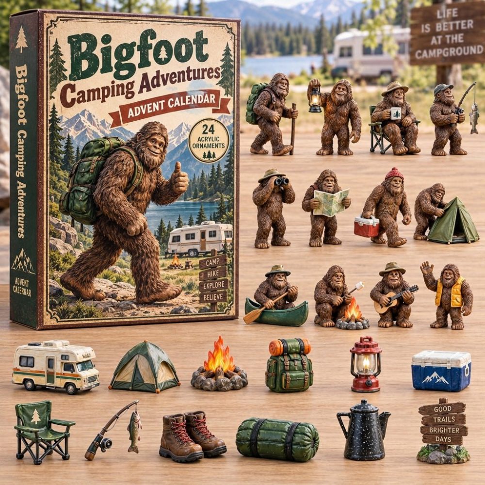 2026 Bigfoot Camping Advent Calendar — 24-Day Acrylic Charm Countdown For Campers, Outdoor Sasquatch Gift & Stocking Stuffer