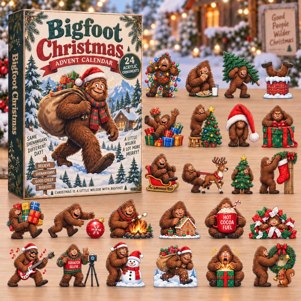 2026 Bigfoot Christmas Charm Advent — 24-Day Acrylic Charm Countdown Calendar, Festive Sasquatch Holiday Gift Set