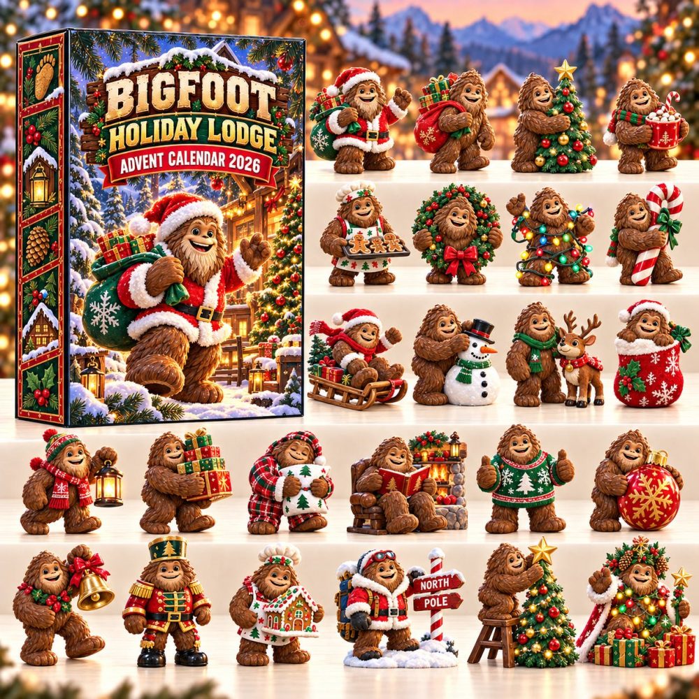 Bigfoot Holiday Lodge 2026 Advent Calendar — 24-Day Acrylic Charms, Festive Sasquatch Cabin Countdown Gift, Limited Edition