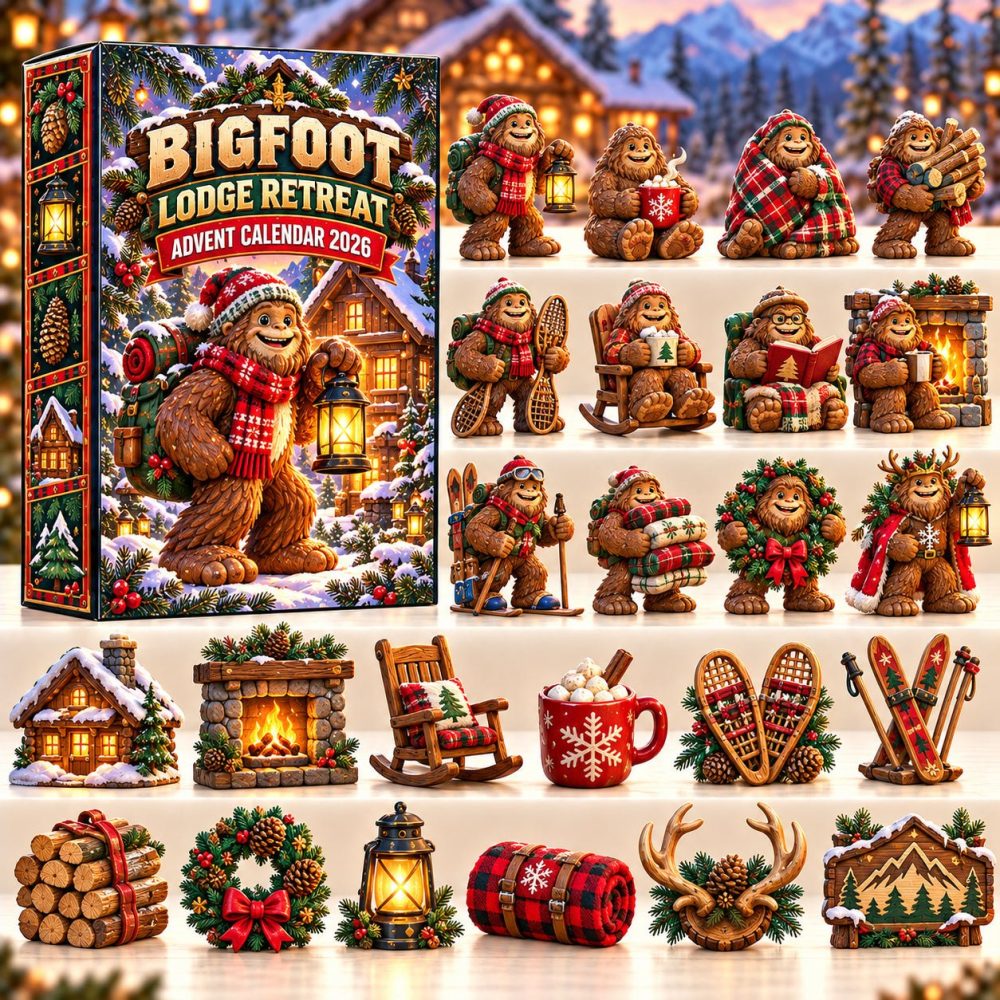 Bigfoot Lodge Retreat 2026 Advent Calendar — 24-Day Acrylic Charms, Cozy Cabin Sasquatch Holiday Countdown, Limited Edition