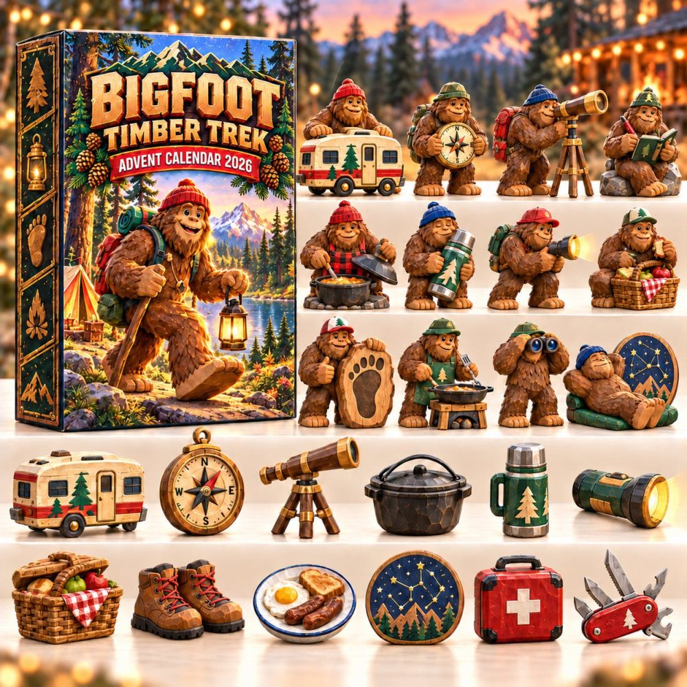 Bigfoot Timber Trek Advent Calendar 2026 — 24-Day Acrylic Charm Set, Rustic Sasquatch Holiday Countdown Gift, Limited Edition