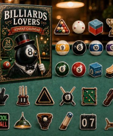Billiards Player Holiday Countdown 2026 — 24 Acrylic Charms Advent Calendar For Pool Players, Collectible Stocking Stuffer
