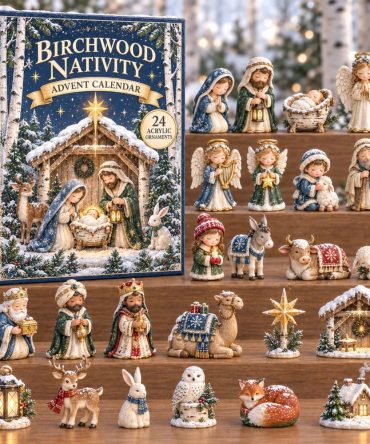 Birchwood Nativity Advent Calendar 2026 – 24-Day Rustic Countdown With Acrylic Charms, Handcrafted Holiday Decor