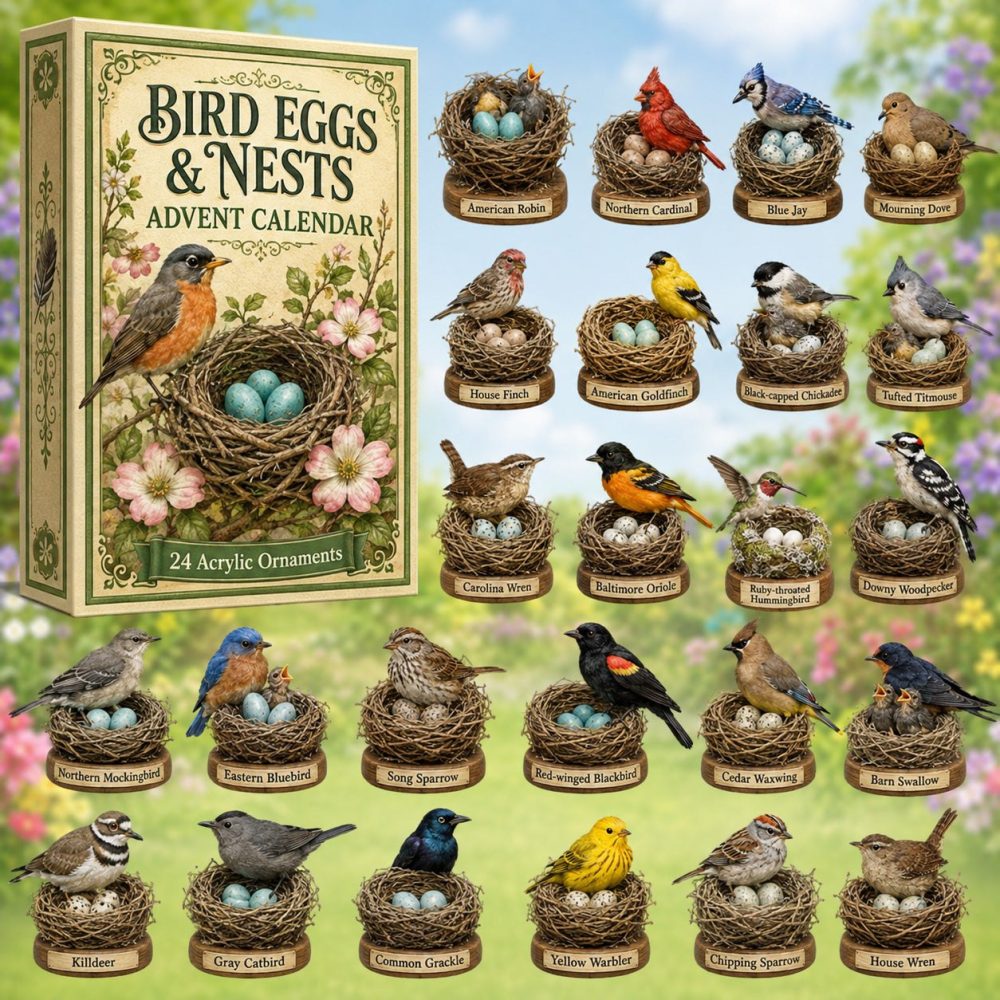 Bird Eggs & Nests 24-Day Countdown 2026 — Nature-Inspired Acrylic Charm Advent Calendar For Birdwatchers, Gardeners & Crafters