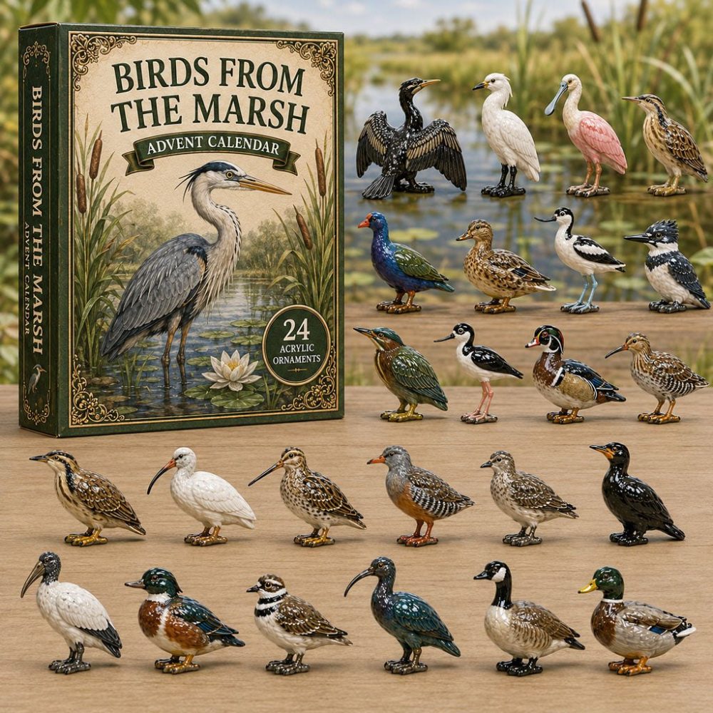 Marsh Birds Advent Calendar 2026 — 24-Day Acrylic Charm Countdown Highlighting Wetland Species, Ideal Gift For Birders & Nature Fans