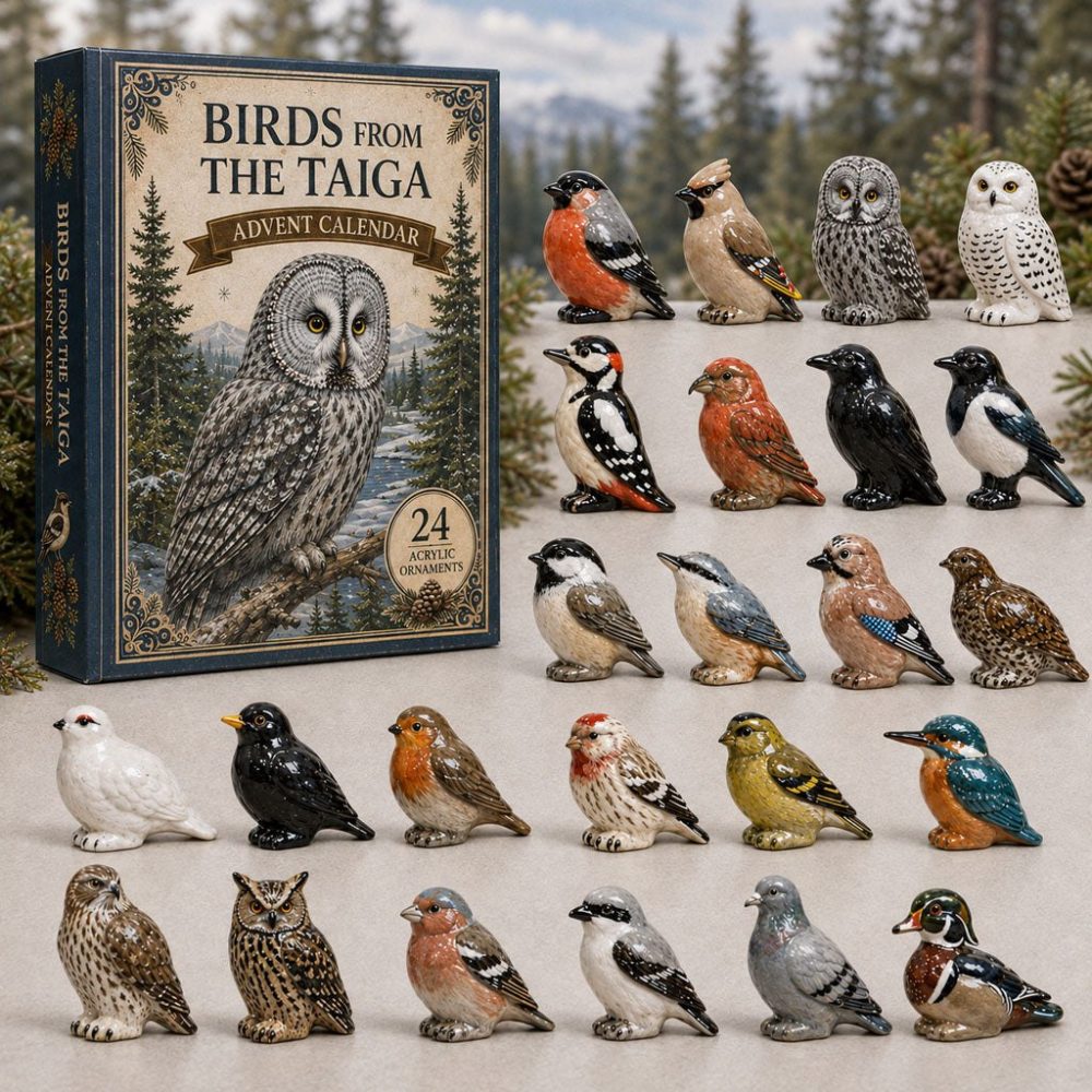 Taiga Birds Advent Calendar 2026 — 24-Day Acrylic Charm Countdown Featuring Boreal Species, Perfect Holiday Gift For Birders & Nature Lovers