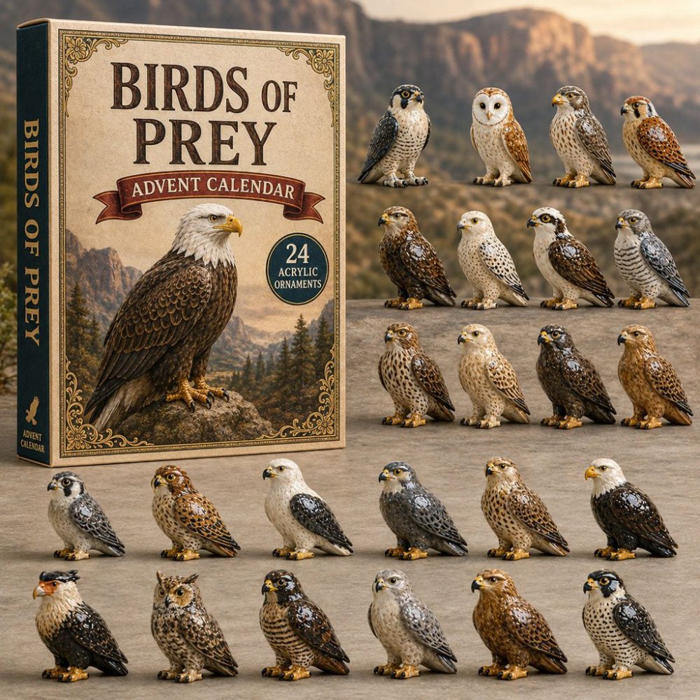 Birds Of Prey Perch Advent Calendar 2026 — 24-Day Acrylic Charm Countdown, Raptor-Themed Holiday Gift For Birdwatchers & Collectors