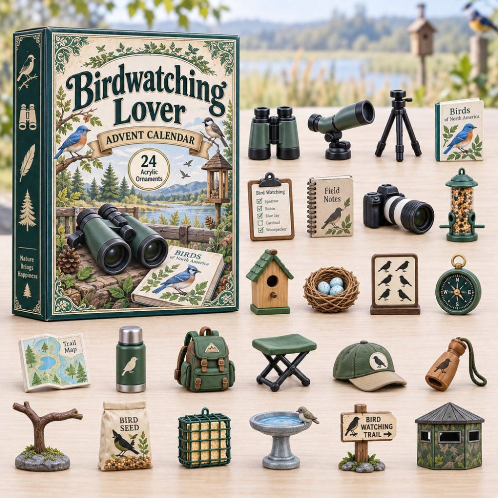 2026 Birdwatching Advent Countdown - 24-Day Feather & Bird Acrylic Charm Calendar, Thoughtful Gift For Birders And Nature Observers