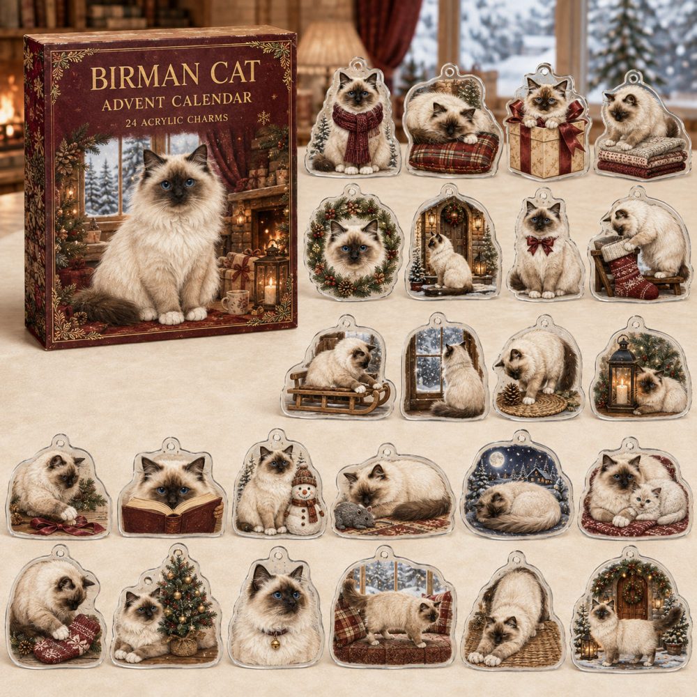 Birman Holiday Advent Calendar With 24 Acrylic Charms — Charming Seasonal Gift For Birman Cat Lovers & Collectors