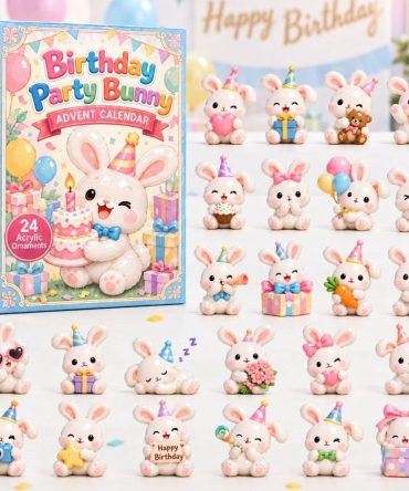 Birthday Party Bunny 2026 Surprise Countdown — 24-Day Acrylic Charm Advent, Fun Collectible Gift For Kids & Party Lovers