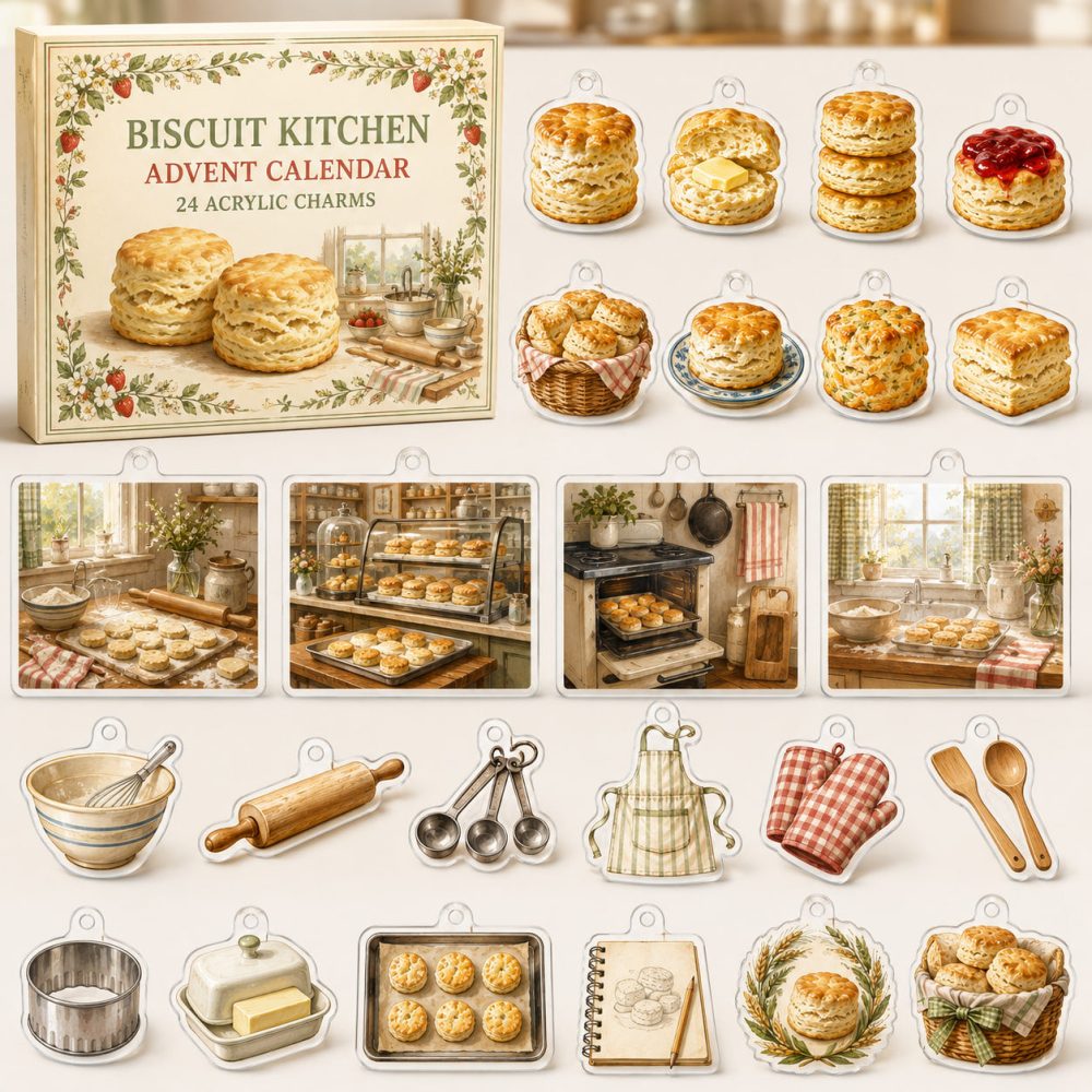 24-Day Acrylic Charm Countdown For Biscuit Baking Lovers — Collectible Kitchen Charms, Perfect Christmas & Stocking Gift