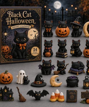 Spooky Black Cat Halloween Countdown 2026 — 24 Acrylic Charm Advent Calendar For Halloween Fans, Cat Lovers & Seasonal Decor