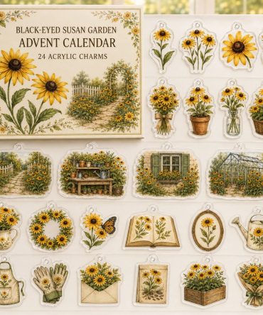 24-Day Acrylic Charm Countdown Featuring Black-Eyed Susan Designs — Limited Holiday Gift Set For Garden Lovers