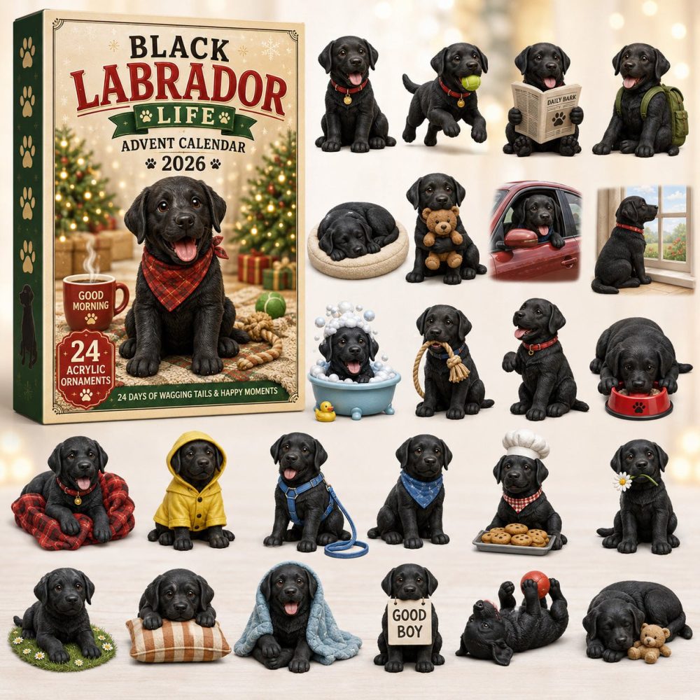 Black Labrador Holiday Advent Calendar 2026 — 24-Day Acrylic Charm Countdown For Labrador Lovers, Gift Boxed Surprise