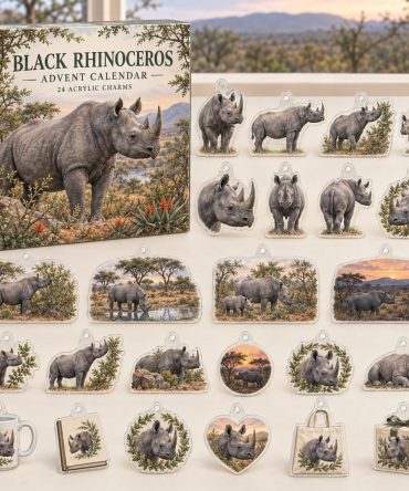 Black Rhinoceros Safari Countdown — 24 Matte Acrylic Rhino Charms, Conservation-Themed Daily Surprises & Collector Gift 2026
